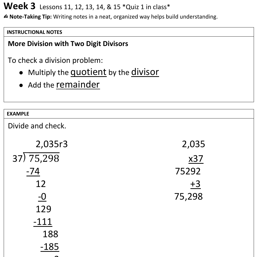 worked example from the course notes
