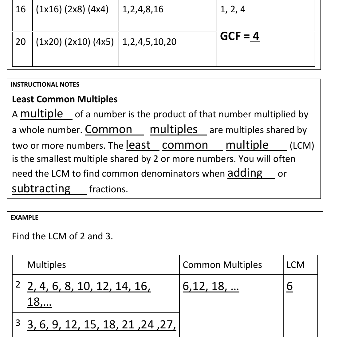 worked example from the course notes