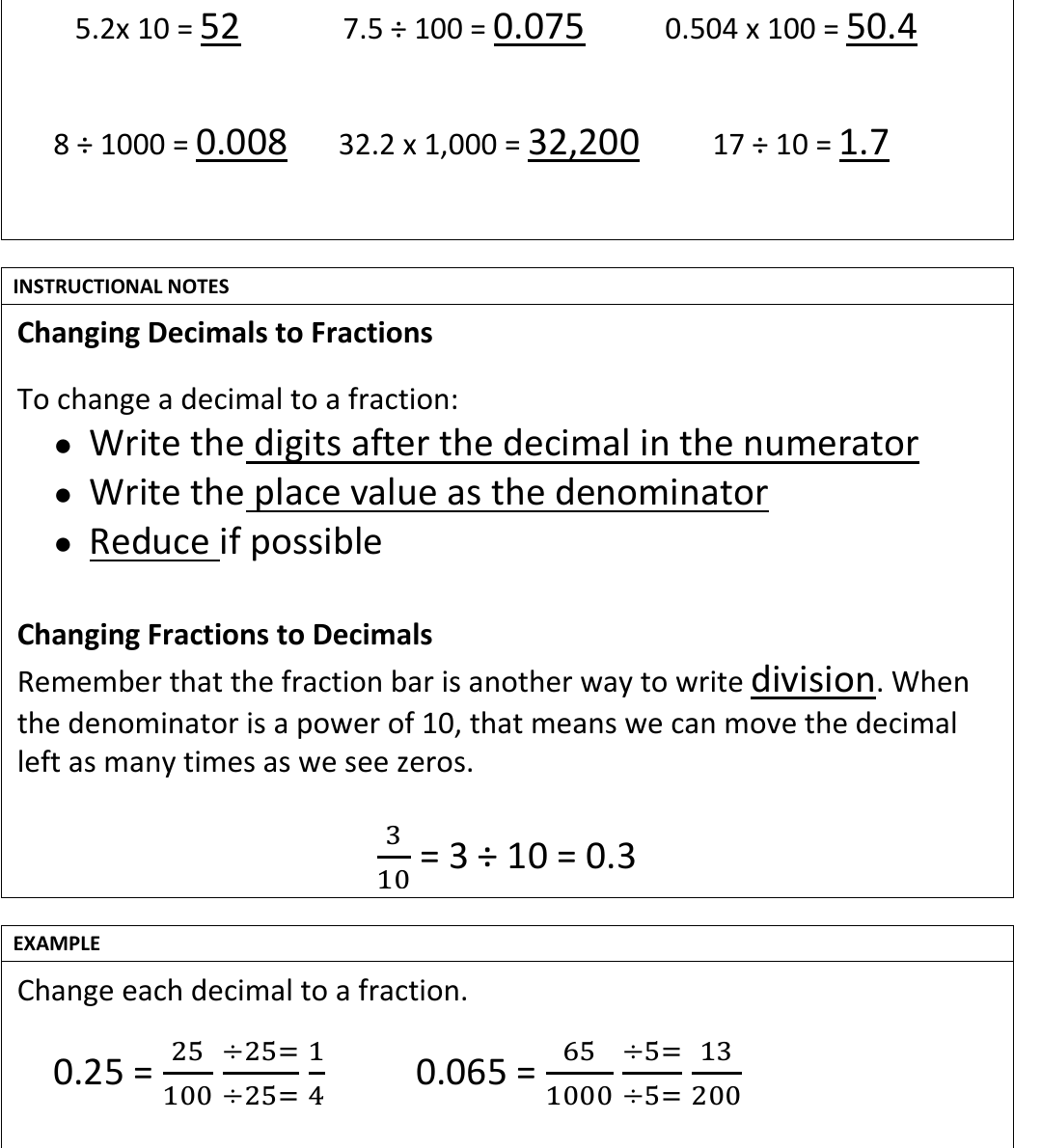 worked example from the course notes